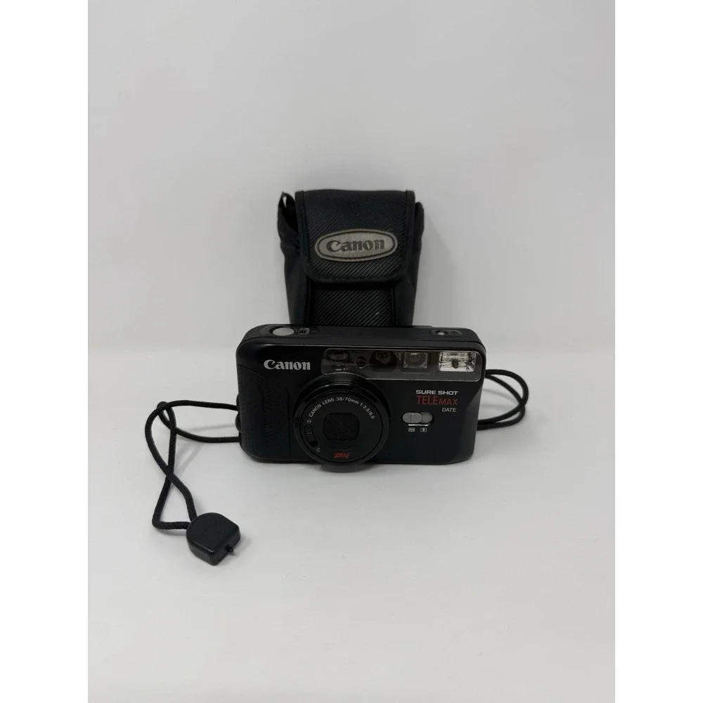 Canon Sure Shot Telemax Date 35mm Film Camera Tested Working New Battery & Case.